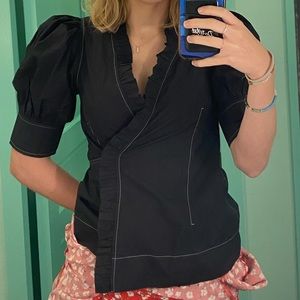 Ganni Black Blouse